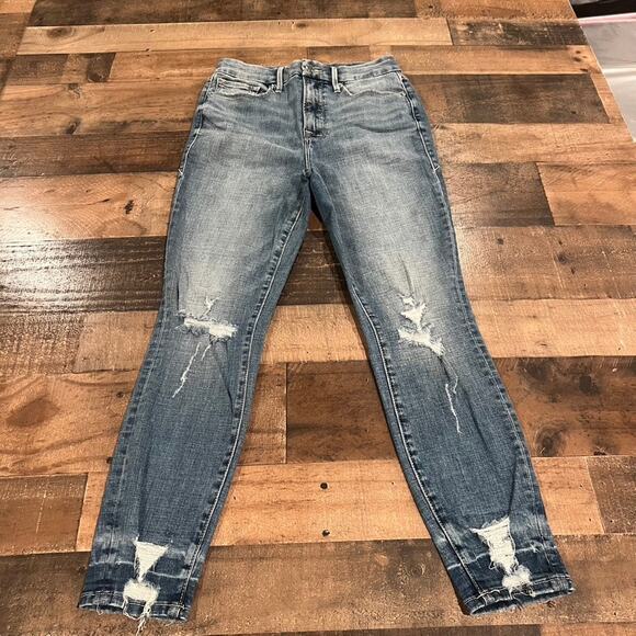 Good American Good Waist Crop Chew Hem Jeans Blue 634 - Picture 2 of 7